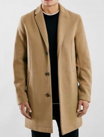Topman Camel Wool Blend Overcoat