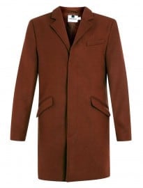 Topman Rust Wool Blend Overcoat