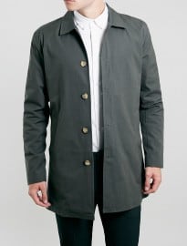 Topman Charcoal Single Breasted Mac
