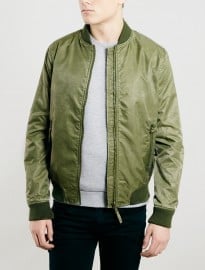 Topman Khaki Brushed Bomber Jacket