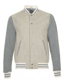 Topman Grey Blue Suede Tipped Bomber Jacket