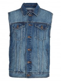 Topman Mid Wash Denim Gilet