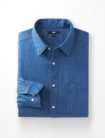 Uniqlo Men Denim Long Sleeve Shirt