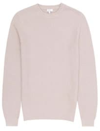 Reiss Windmill Textured Crew Neck Jumper Soft Pink