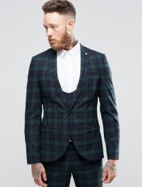 Noose & Monkey Super Skinny Green Suit In Tartan With Stretch