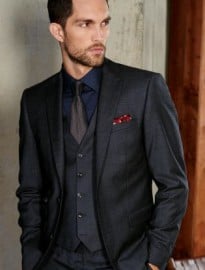 Next Navy Check Slim Fit Suit