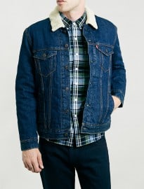 Topman Levis Sherpa Blue Denim Trucker Jacket 