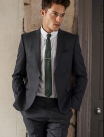 Next Charcoal Flannel Skinny Fit Suit