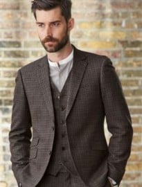 Next Brown Check Skinny Fit Suit: Jacket