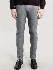 Topman Charcoal Oxford Cotton Skinny Fit Chinos