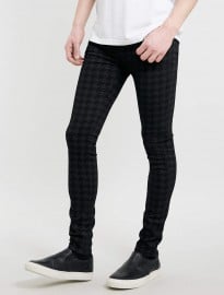 Topman Black Dogtooth Print Spray On Skinny Jeans
