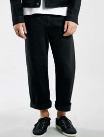 Topman Black Wide Leg Crop Jeans