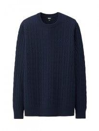 Uniqlo Men Wool Blend Cable Crew Neck Sweater