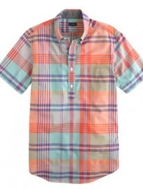 Indian Cotton Short-sleeve Popover In Spearmint Plaid