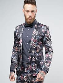 Asos Super Skinny Suit With All Over Dark Floral Print