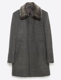 Zara Coat With Detachable Faux Fur Collar