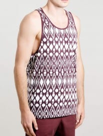 Topman Burgundy Ikat Classic Vest