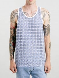 Topman White Tunis Tile Vest