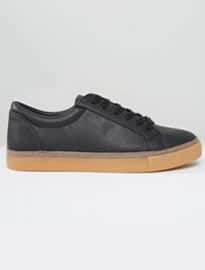 Asos Lace Up Trainers In Black With Gum Sole