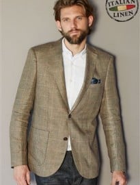 Next Taupe Check Italian Linen Jacket