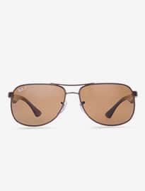 Ray-ban Polarised Rectangular Sunglasses With Tortoiseshell Arms And Brown Lenses Rb3502