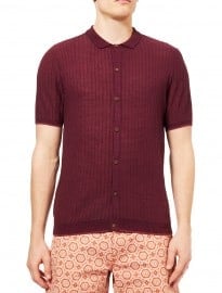 Topman Red Knitted Short Sleeve Polo Shirt