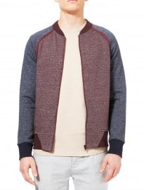 Topman Burgundy And Navy Textured Jersey Bomber Jacket