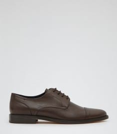 Reiss Sorrell Toe Cap Derby Shoes Dark Brown