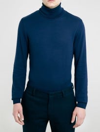 Topman Navy Roll Neck Jumper