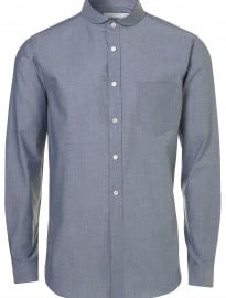 Topman Blue Curve Collar Smart Shirt