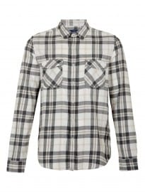 Topman Monochrome Check Long Sleeve Flannel Shirt