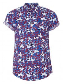 Topman Blue Multi Print Bird Short-sleeve Shirt