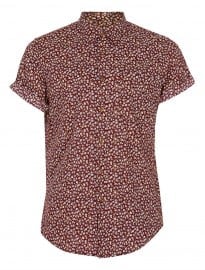 Topman Burgundy Floral Print Short Sleeve Shirt