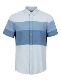 Topman Blue Stripe Short Sleeve Shirt