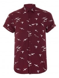Topman Burgundy Geese Print High Roller Shirt