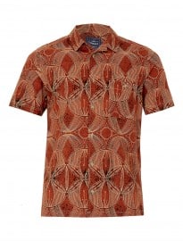 Topman Brown Batik Print Short Sleeve Shirt