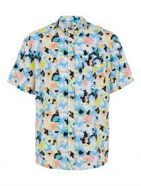 Topman Pastel Floral Print Oversized Short Sleeve Shirt