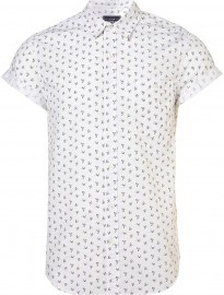 Topman White Swallow Print Short Sleeve Shirt