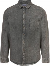 Topman Black Acid Wash Denim Shirt