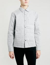 Topman Grey Quilted Long Sleeve Overshirt