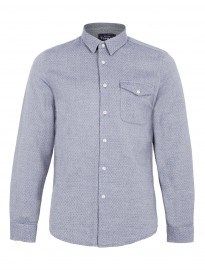 Topman Blue Quilted Long Sleeve Shirt