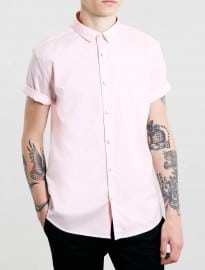 Topman Pink Mini Oxford Shirt - Short Sleeve Shirts - Mens Shirts - Clothing- Topman