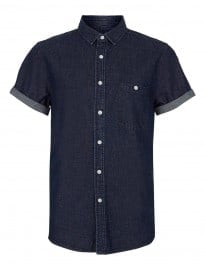 Topman Indigo Short Sleeve Denim Shirt