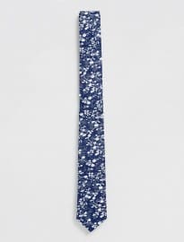 Topman Navy Floral Print Tie