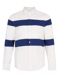Topman White Blue Stripe Long Sleeve Shirt