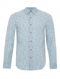 Topman Blue Floral Long Sleeve Shirt