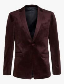 Topman Burgundy Velvet Skinny Fit Blazer