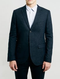Topman Navy Tweed Heritage Jacket