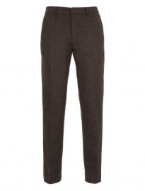 Topman Brown Herringbone Suit Trousers