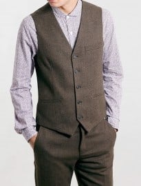Topman Brown Flannel Suit Waistcoat